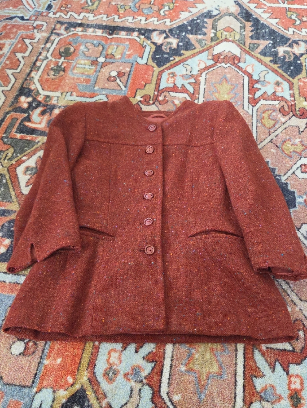 Women's Rust Tweed Button-Front Jacket